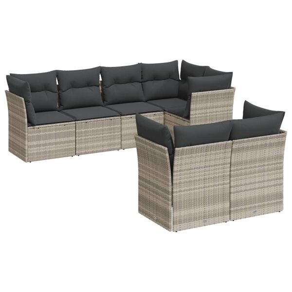 vidaXL Garden Sofa Set Light Grey, Dark Grey PE Rattan 7 Piece