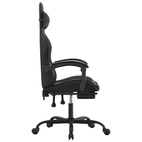 vidaXL Gaming Chair with Footrest Black Faux Leather