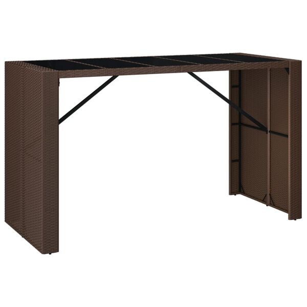 vidaXL Bar Table With Glass Top Brown, Black