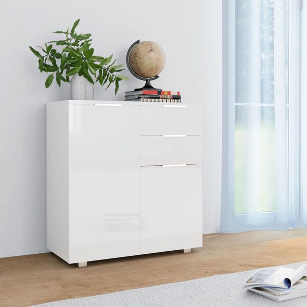 vidaXL Sideboard High Gloss White Engineered wood Medium Sideboard