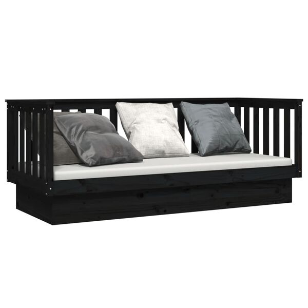 vidaXL Day Bed Black Solid pine wood Small Single