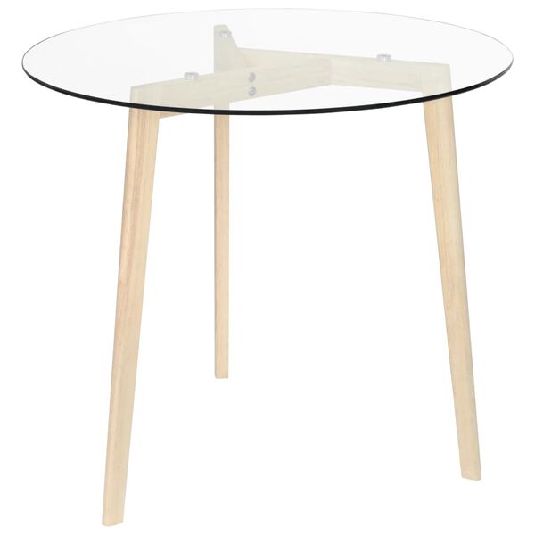 vidaXL Dining Table Clear and natural oak Tempered glass and solid oak wood