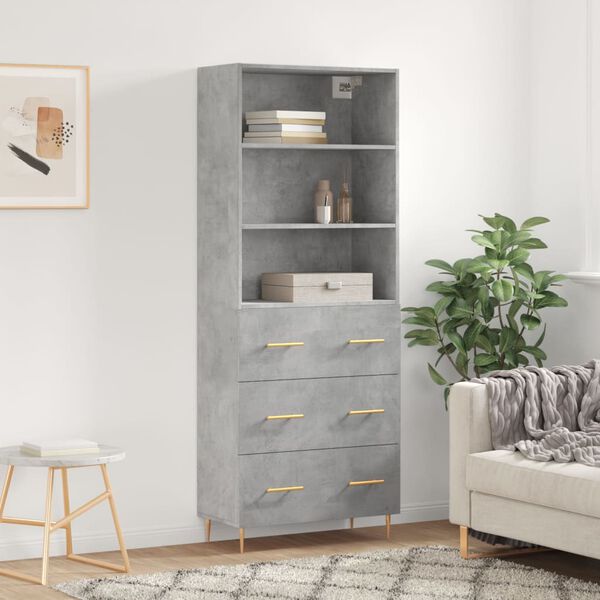 vidaXL Highboard Concrete Grey Engineered wood 27.4x13.4x70.9 in