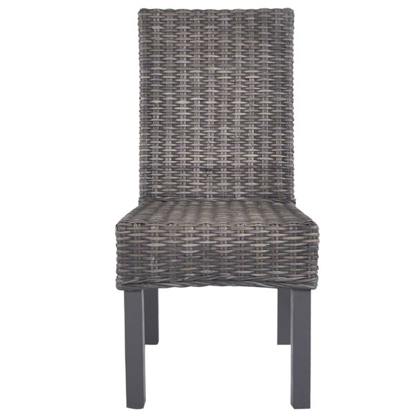 vidaXL Dining Chair Set of 6 Brown with grey wash finish