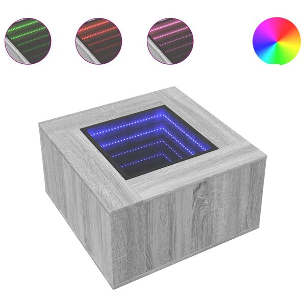 vidaXL Coffee Table Grey sonoma Engineered wood, glass Medium