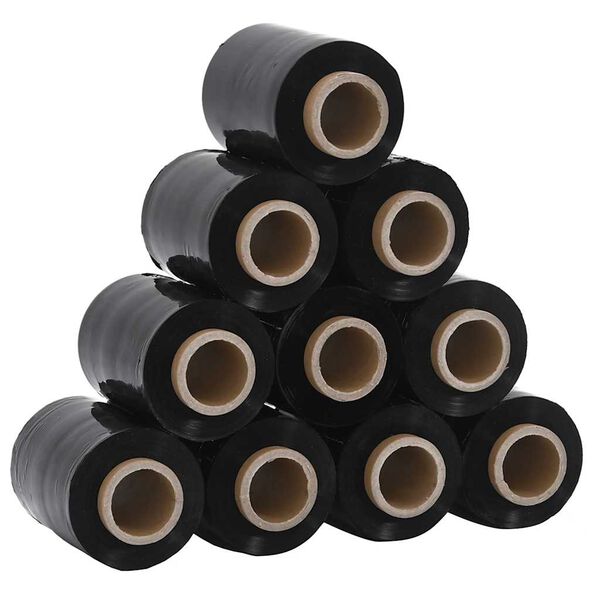 vidaXL Stretch Films 10 pcs Black 23 &micro;m 3.9 " x 492.1 '