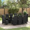 vidaXL Garden Dining Set with Cushion 9 pcs Black Poly Rattan