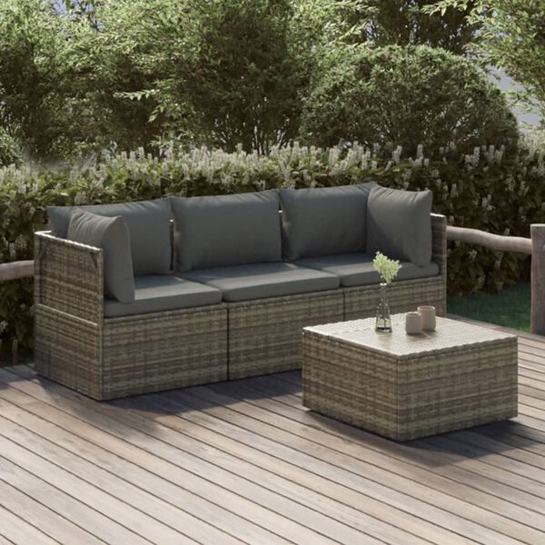 vidaXL Garden Lounge Set Grey PE rattan Modular, Sectional