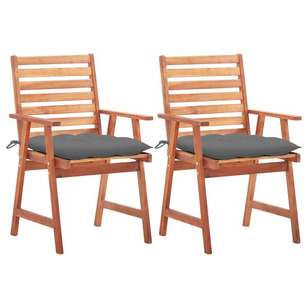 vidaXL Outdoor Chair Set of 2 Natural Wood Solid Acacia wood Medium