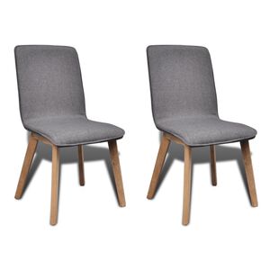 vidaXL Dining Chairs 2 pcs Dark Gray Fabric and Solid Oak Wood