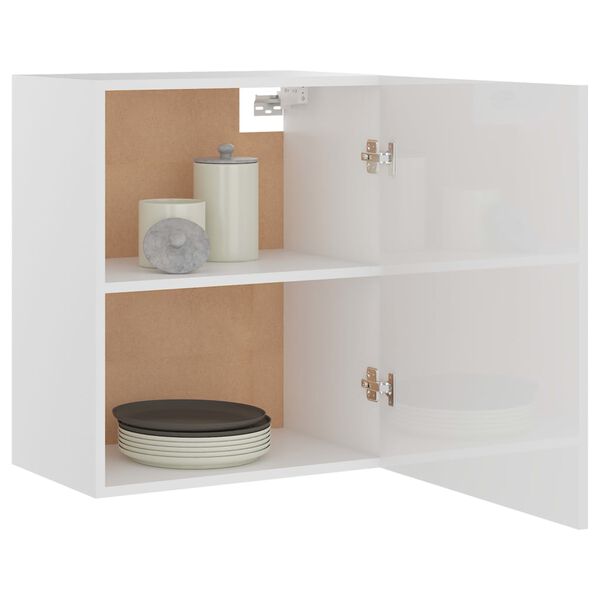 vidaXL Hanging Cabinet High Gloss White Engineered Wood Medium