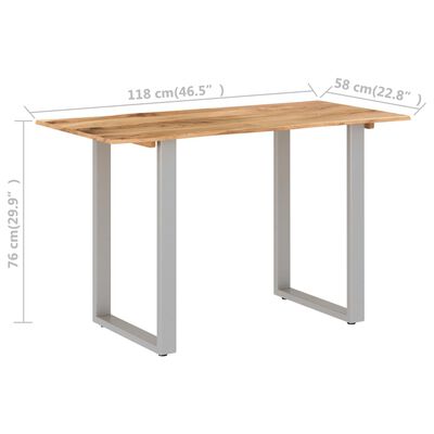 vidaXL Dining Table 46.5"x22.8"x29.9" Solid Acacia Wood