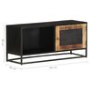 vidaXL TV Cabinet Black, Brown Rough Mango Wood, Iron, MDF Medium