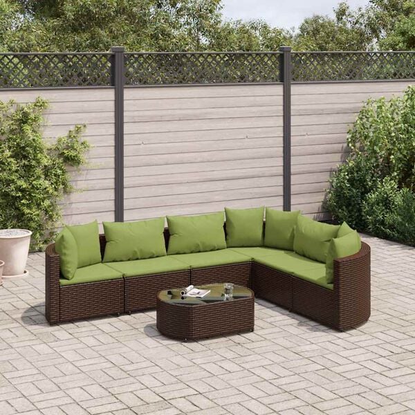 vidaXL Patio Sofa Set Set of 6 Brown