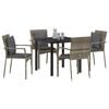 vidaXL Garden Dining Set with Cushion 5 pcs Grey Poly Rattan