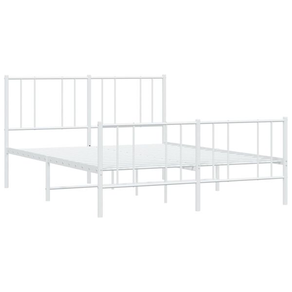 vidaXL Bed Frame White Steel 47.2 x 78.7 in Bed Frame Rectangular