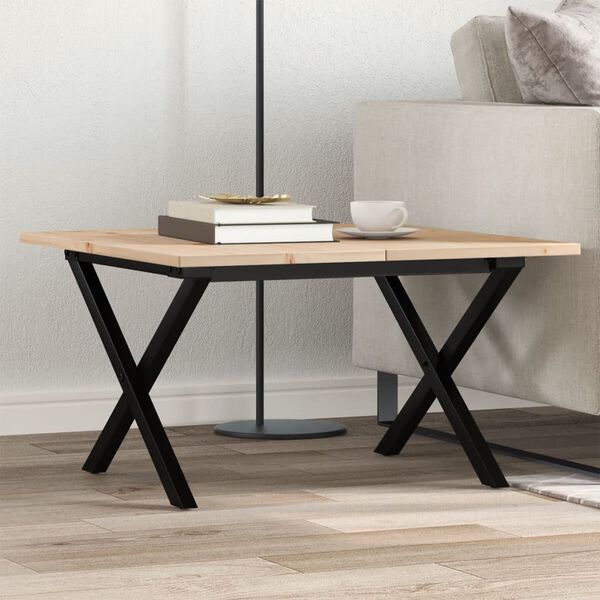 vidaXL Coffee Table Natural wood color Solid Pine Wood, Powder-Coated Steel