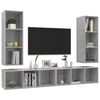 vidaXL Wall-mounted TV Stands 4 Pcs Concrete Gray Engineered Wood