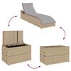 vidaXL Folding Sun Lounger with Cushion and Storage Beige Poly Rattan