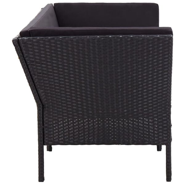 vidaXL Garden Lounge Set Black PE (polyethylene) rattan, powder-coated steel