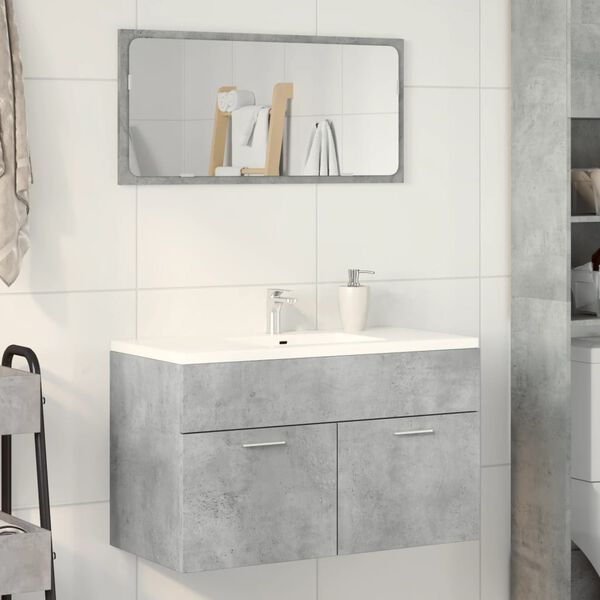 vidaXL Sink Cabinet Concrete grey Engineered wood 31.5 x 15.2 x 18.1 in