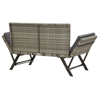 vidaXL Patio Bench with Cushions 69.3" Gray Poly Rattan