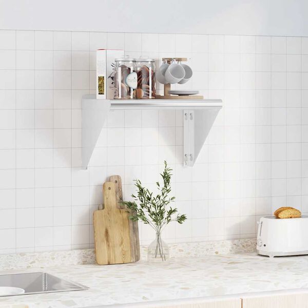 vidaXL Wall Shelf Silver Stainless Steel 19.7 x 11.8 x 12.2 in