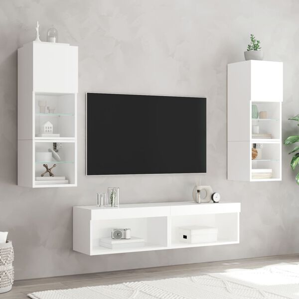 vidaXL TV Cabinet Set of 2 White Engineered wood Medium TV Cabinet