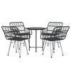 vidaXL Garden Dining Set Black PE rattan, steel, tempered glass