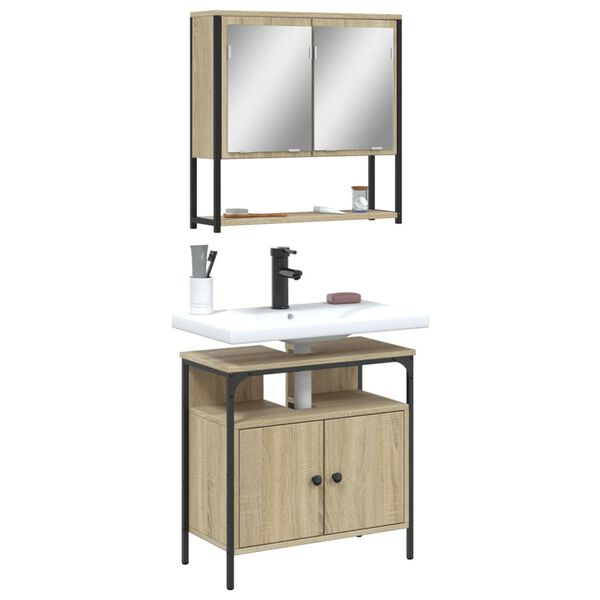 vidaXL Bathroom Furniture Set Sonoma oak Engineered wood Medium