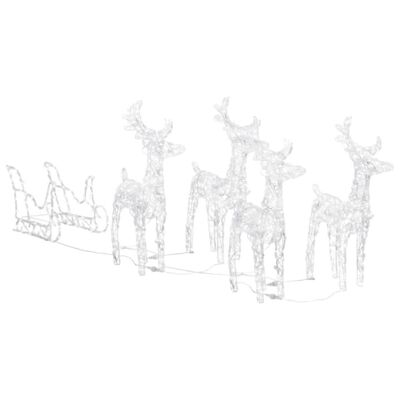vidaXL Reindeers & Sleigh Christmas Decoration 110.2"x11"x21.7" Acrylic