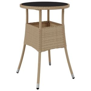 vidaXL Garden Table Beige Poly rattan, powder-coated steel, tempered glass