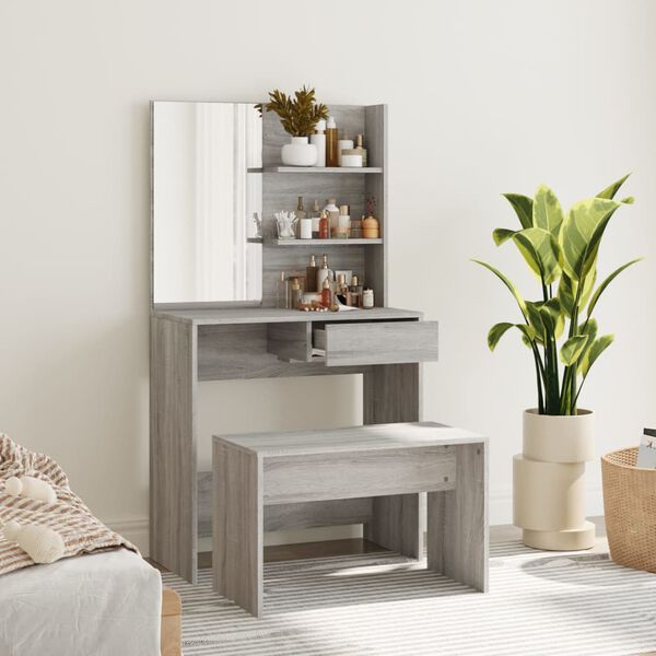 vidaXL Dressing Table Set Grey Sonoma Engineered wood Standard