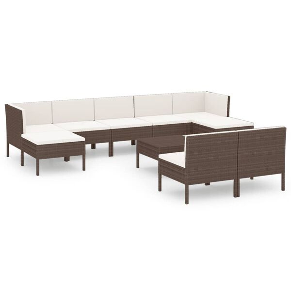 vidaXL Garden Lounge Set Brown Poly Rattan Standard Modular
