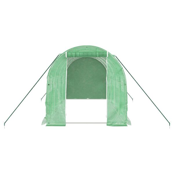 vidaXL Greenhouse Green Polyethylene, Galvanized Steel Large