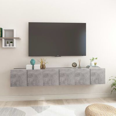 vidaXL Hanging TV Stands 3 Pcs Concrete Gray 23.6"x11.8"x11.8"