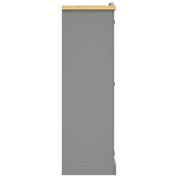 vidaXL Wardrobe Grey Body with Brown Top Solid Pinewood Large Wardrobe