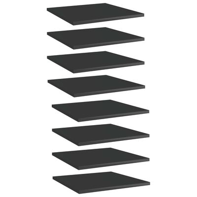 vidaXL Bookshelf Boards 8 pcs High Gloss Black 15.7"x15.7"x0.6" Engineered Wood
