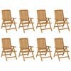 vidaXL Reclining Garden Chair Set of 8 Black, Teak