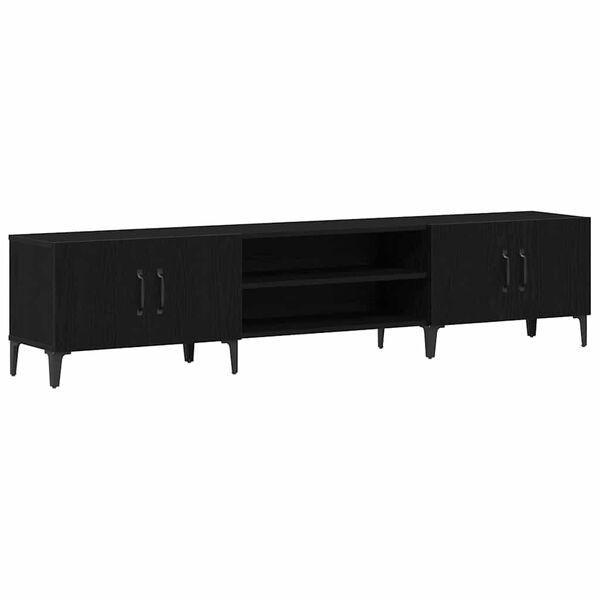 vidaXL TV Cabinet Black Oak 70.87 x 12.40 x 15.75 in Engineered Wood