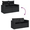 vidaXL Garden Sofa Set Black PE rattan, Steel, Acacia wood Large Modular
