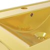 vidaXL Wash Basin with Overflow 23.6x18.1x6.3" Ceramic Gold