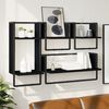vidaXL Wall Shelf Set Set of 4 Black Engineered wood, metal Small