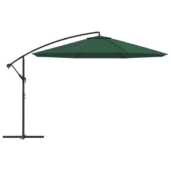 vidaXL Cantilever Garden Parasol Solid green Polyester canopy Large