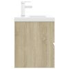 vidaXL Sink Cabinet With Basin Sonoma Oak, White Engineered Wood, Ceramic