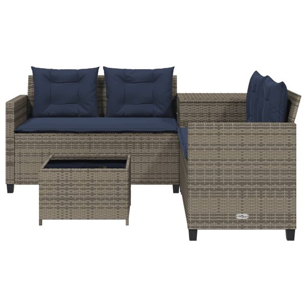 vidaXL Patio Sofa Gray PE Rattan Large UV-Resistant Materials