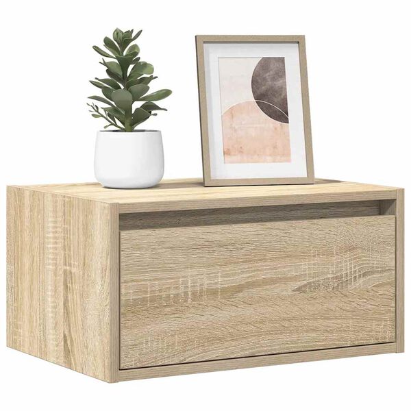 vidaXL Wall-mounted Bedside Cabinet Sonoma oak Engineered wood Medium
