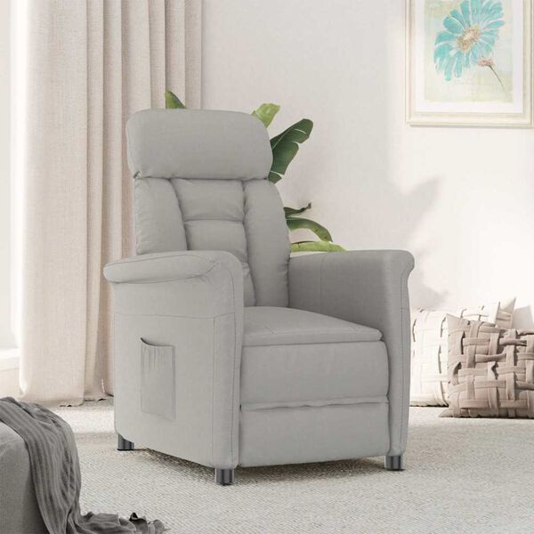 vidaXL Light Grey Recliner Chair Light gray 70.5 x 96.5 x 95 cm fabric