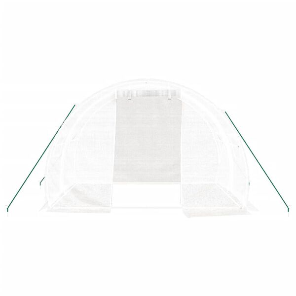 vidaXL Greenhouse White Polyethylene, Galvanized steel Large