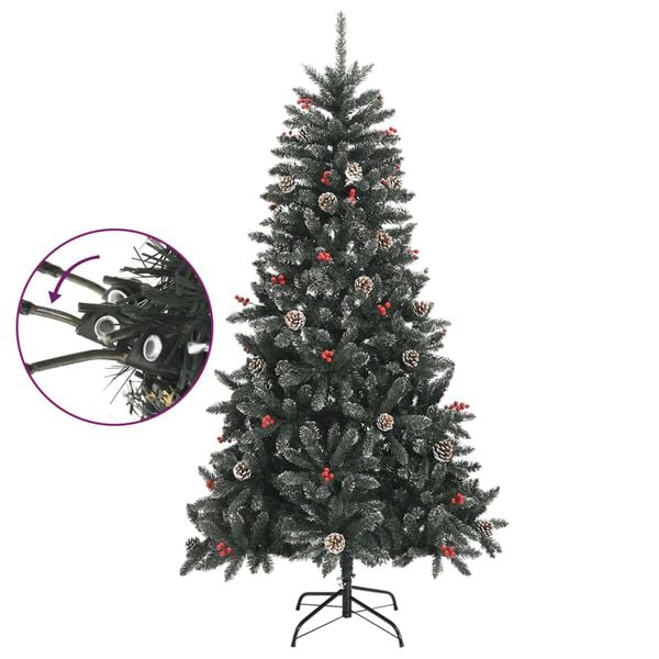 vidaXL Christmas Tree Green and white PVC, steel 70.9 in